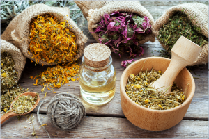 dried herbs in bags - condensed